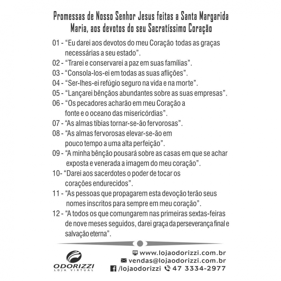 SANTINHO AS 12 PROMESSAS DO SAGRADO CORA��O DE  JESUS - 200 UNID