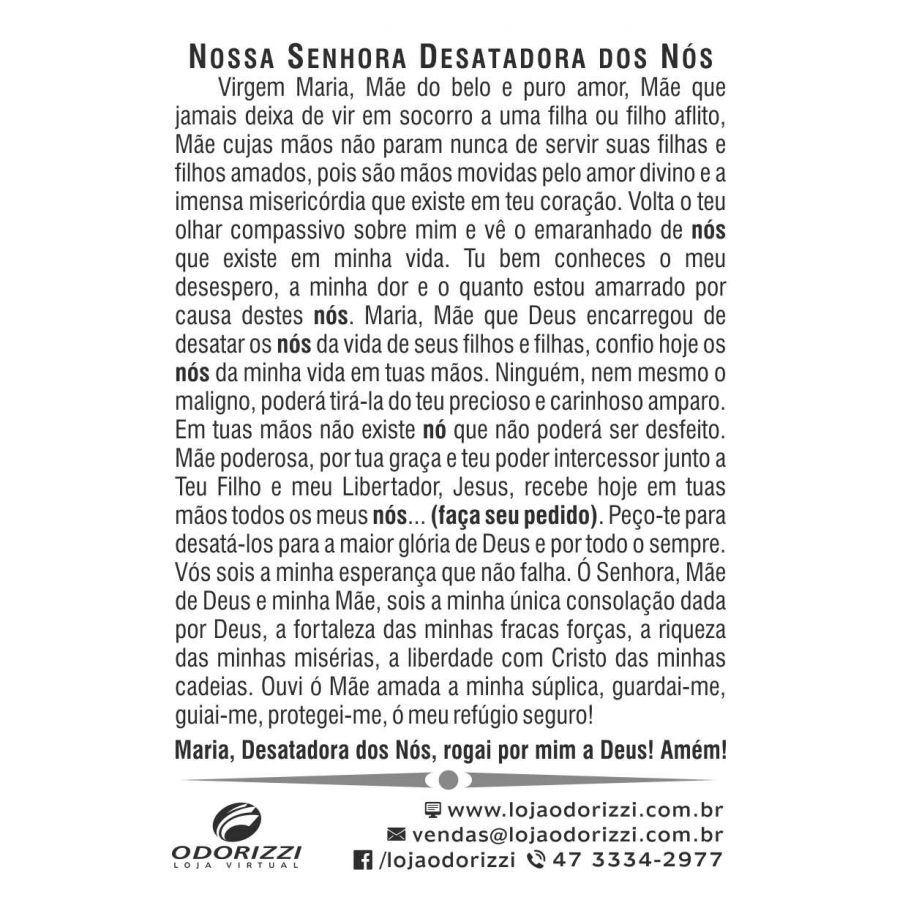 SANTINHO NOSSA SENHORA DESATADORA DOS N�S - 200 unid