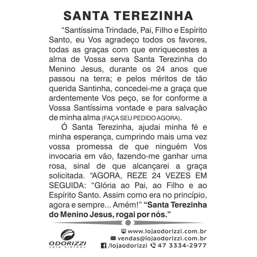 Santinho Santa Terezinha - 100 unid
