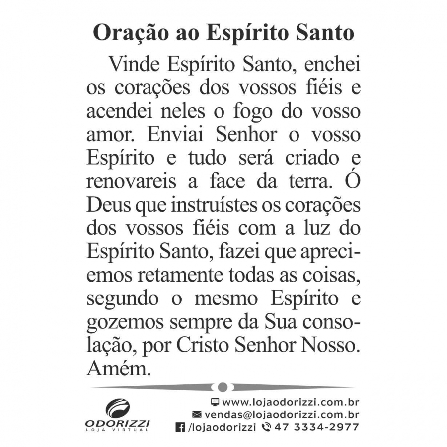 SANTINHO ORA��O AO ESP�RITO SANTO - 200 unid